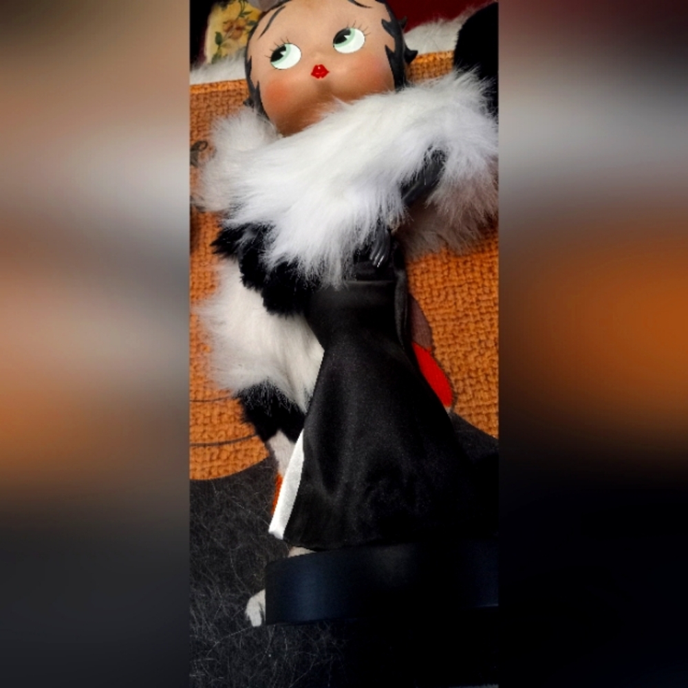 Betty Boop Large Doll ( 12 in) Black and White Stripe Dress
